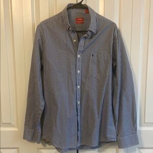 Izod Blue Casual Button Down Shirt Classic Design
